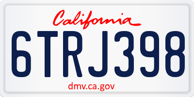 CA license plate 6TRJ398
