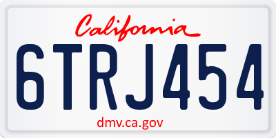 CA license plate 6TRJ454