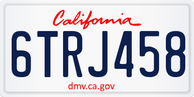 CA license plate 6TRJ458