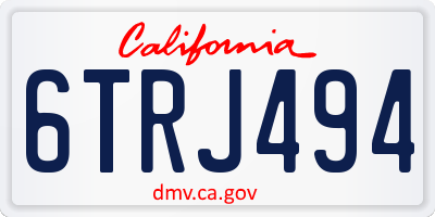 CA license plate 6TRJ494