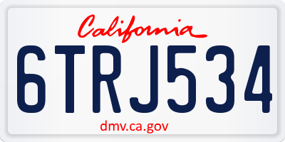 CA license plate 6TRJ534