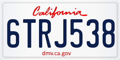 CA license plate 6TRJ538