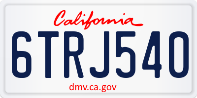 CA license plate 6TRJ540