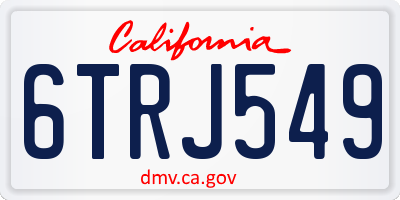 CA license plate 6TRJ549