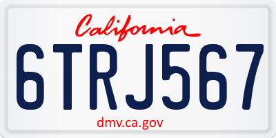 CA license plate 6TRJ567