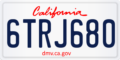 CA license plate 6TRJ680