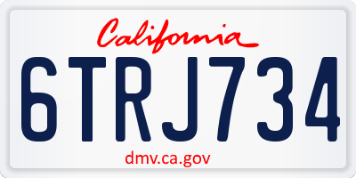 CA license plate 6TRJ734