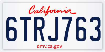 CA license plate 6TRJ763