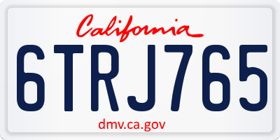 CA license plate 6TRJ765