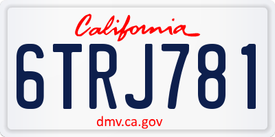 CA license plate 6TRJ781