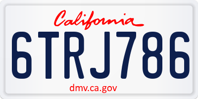 CA license plate 6TRJ786
