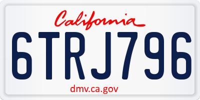 CA license plate 6TRJ796