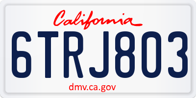 CA license plate 6TRJ803