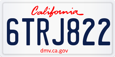 CA license plate 6TRJ822