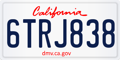 CA license plate 6TRJ838