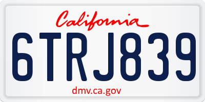 CA license plate 6TRJ839