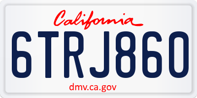 CA license plate 6TRJ860