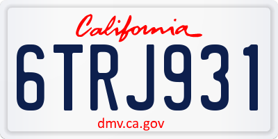 CA license plate 6TRJ931