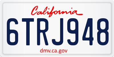 CA license plate 6TRJ948