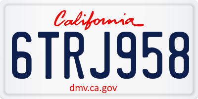 CA license plate 6TRJ958