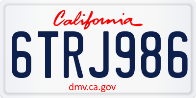 CA license plate 6TRJ986