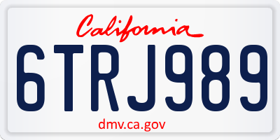 CA license plate 6TRJ989