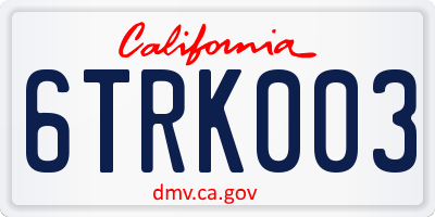 CA license plate 6TRK003