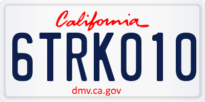 CA license plate 6TRK010