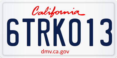 CA license plate 6TRK013