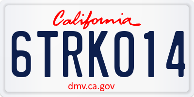 CA license plate 6TRK014