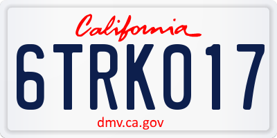 CA license plate 6TRK017