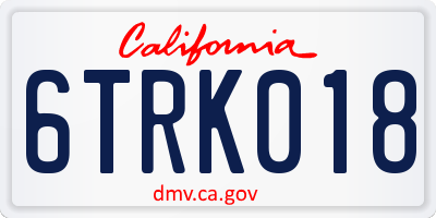 CA license plate 6TRK018