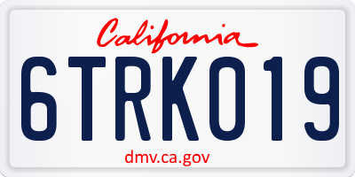 CA license plate 6TRK019