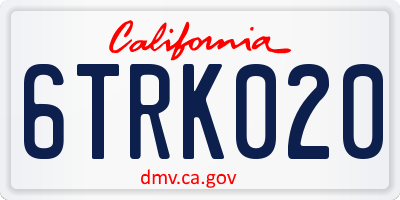 CA license plate 6TRK020
