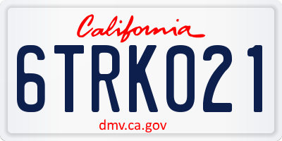 CA license plate 6TRK021