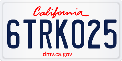 CA license plate 6TRK025