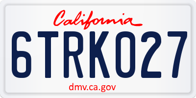 CA license plate 6TRK027