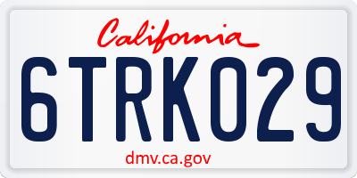 CA license plate 6TRK029