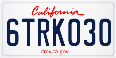 CA license plate 6TRK030