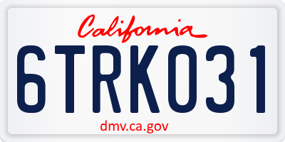 CA license plate 6TRK031