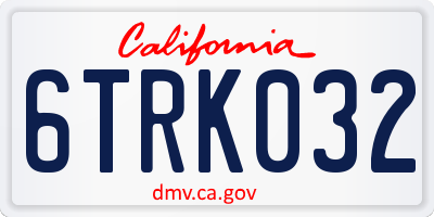 CA license plate 6TRK032