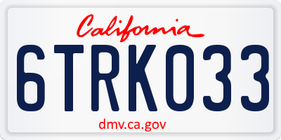 CA license plate 6TRK033
