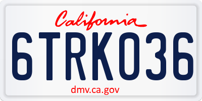 CA license plate 6TRK036