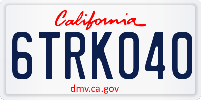 CA license plate 6TRK040
