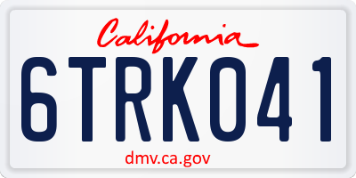 CA license plate 6TRK041