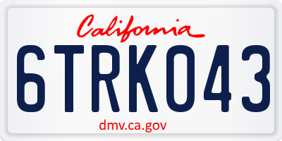CA license plate 6TRK043