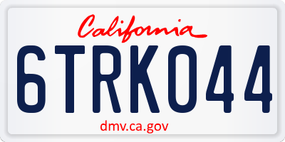 CA license plate 6TRK044