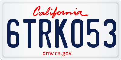 CA license plate 6TRK053