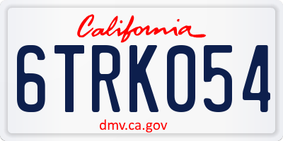 CA license plate 6TRK054