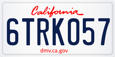 CA license plate 6TRK057